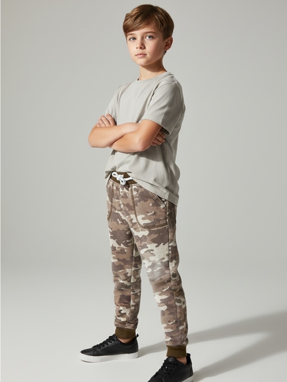Garanimals Boy 18 Mo brown/green camo joggers cotton blend elastic waist pockets